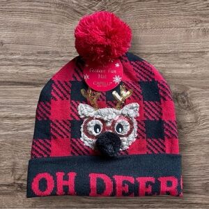 Capelli New York "Oh Deer" Holiday Beanie - NWT